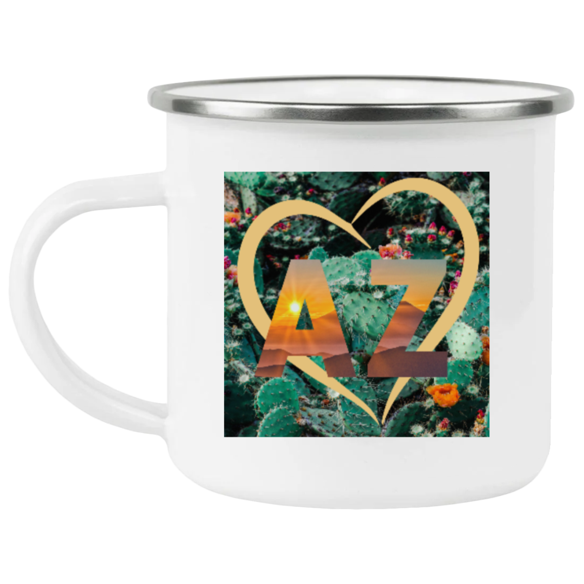 AZ love Cactus & Sunsets Enamel Camping Mug