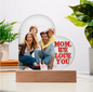 Heart shaped plaque for Mom from either you or your family with wood base or led base