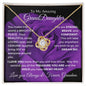 Elegant love knot necklace for granddaughter from grandma with optional luxury gift box with purple rose
