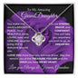Elegant love knot necklace for granddaughter from grandma with optional luxury gift box with purple rose