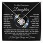 Beautiful love knot necklace to daughter from mom, dad, or grandparents available luxurious gift box with led light