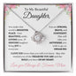 Lovely love knot necklace for Daughter from mom pink flower accents optional luxurious gift box