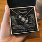 Beautiful love knot necklace to daughter from mom, dad, or grandparents available luxurious gift box with led light
