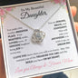 Lovely love knot necklace for Daughter from mom pink flower accents optional luxurious gift box
