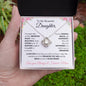 Lovely love knot necklace for Daughter from mom pink flower accents optional luxurious gift box