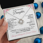 Lovely love knot necklace for Daughter from mom pink flower accents optional luxurious gift box