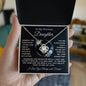 Beautiful love knot necklace to daughter from mom, dad, or grandparents available luxurious gift box with led light