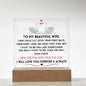 Enchanted To My Wife acrylic square plaque with optional led lighted base
