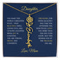 Elegant necklace with customized name and birth month flower blue accent with optional luxurious gift box