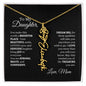 Elegant necklace with customized name and birth month flower with optional luxurious gift box