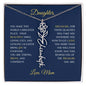 Elegant necklace with customized name and birth month flower blue accent with optional luxurious gift box