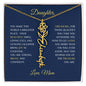 Elegant necklace with customized name and birth month flower blue accent with optional luxurious gift box