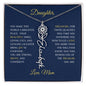 Elegant necklace with customized name and birth month flower blue accent with optional luxurious gift box