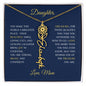 Elegant necklace with customized name and birth month flower blue accent with optional luxurious gift box