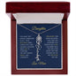 Elegant necklace with customized name and birth month flower blue accent with optional luxurious gift box