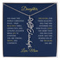 Elegant necklace with customized name and birth month flower blue accent with optional luxurious gift box