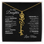 Elegant necklace with customized name and birth month flower with optional luxurious gift box
