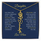 Elegant necklace with customized name and birth month flower blue accent with optional luxurious gift box
