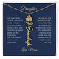 Elegant necklace with customized name and birth month flower blue accent with optional luxurious gift box