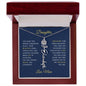 Elegant necklace with customized name and birth month flower blue accent with optional luxurious gift box