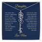 Elegant necklace with customized name and birth month flower blue accent with optional luxurious gift box