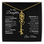 Elegant necklace with customized name and birth month flower with optional luxurious gift box