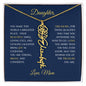 Elegant necklace with customized name and birth month flower blue accent with optional luxurious gift box