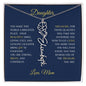 Elegant necklace with customized name and birth month flower blue accent with optional luxurious gift box