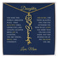 Elegant necklace with customized name and birth month flower blue accent with optional luxurious gift box