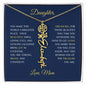 Elegant necklace with customized name and birth month flower blue accent with optional luxurious gift box