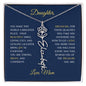 Elegant necklace with customized name and birth month flower blue accent with optional luxurious gift box