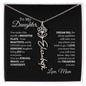 Elegant necklace with customized name and birth month flower with optional luxurious gift box