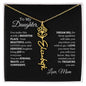 Elegant necklace with customized name and birth month flower with optional luxurious gift box