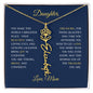 Elegant necklace with customized name and birth month flower blue accent with optional luxurious gift box
