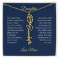 Elegant necklace with customized name and birth month flower blue accent with optional luxurious gift box