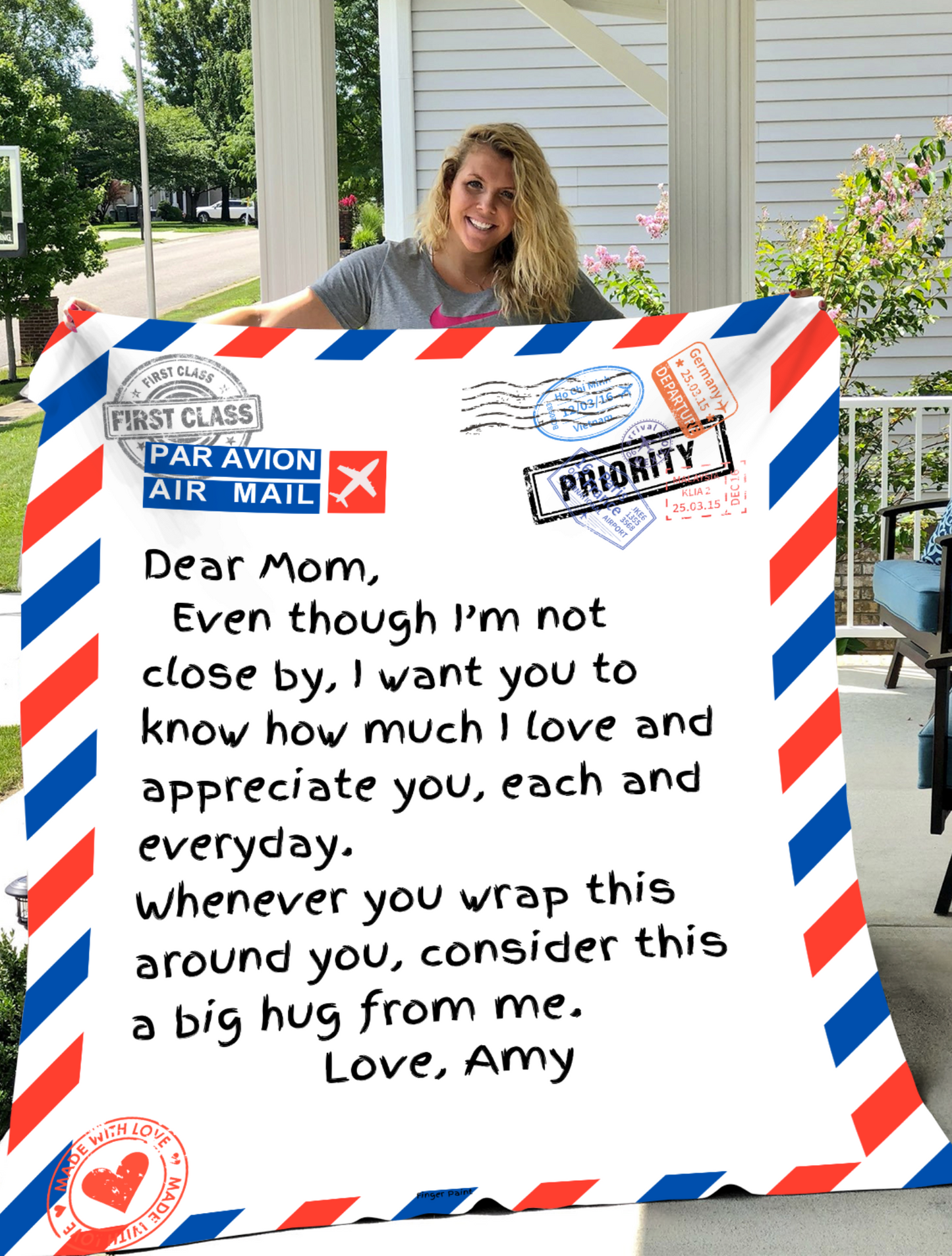 Super Soft Sherpa Blanket Personalized (60"x80" in White or Sand Letter Design - Off White Backing)
