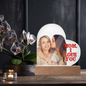Heart shaped plaque for Mom from either you or your family with wood base or led base