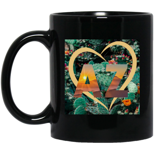 AZ love Cactus & Sunsets Black Coffee Mug 11 oz.