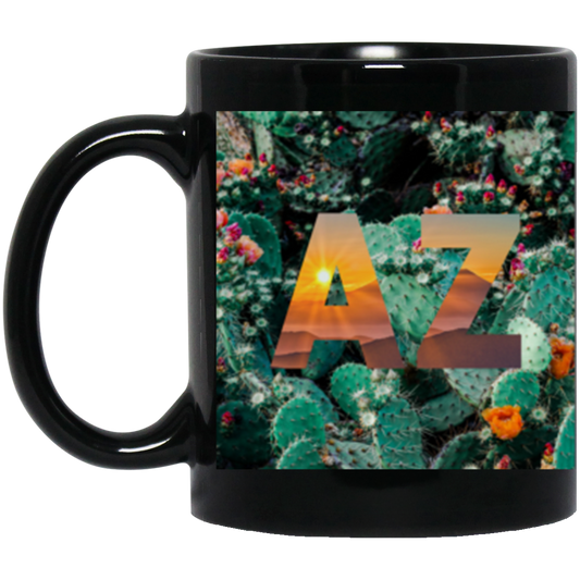 AZ Cactus & Sunsets Both Sides Black Coffee Mug 11 oz.