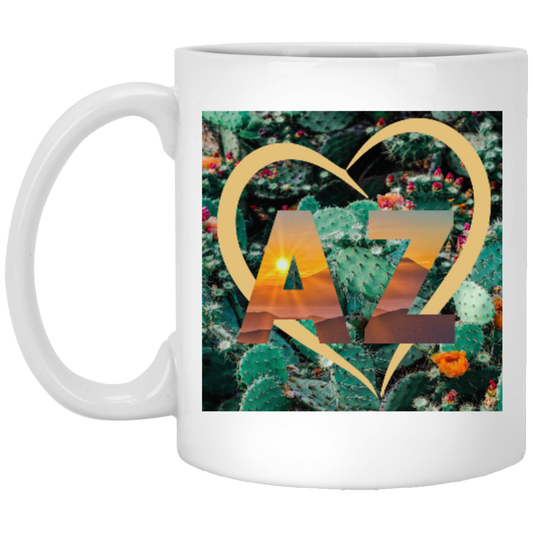 AZ love Cactus & Sunsets White Coffee Mug 11 oz.