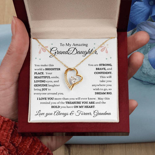 Lovely heart necklace for granddaughter from grandma available luxurious gift box with led light
