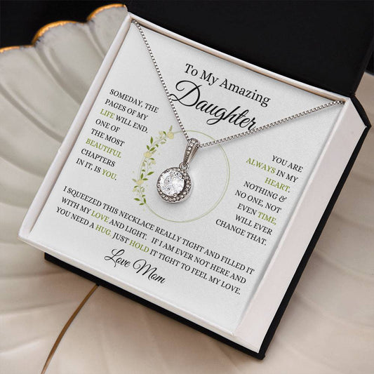 Daughter necklace with single hope stone from mom with optional luxurious gift box