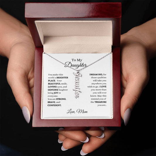 Elegant Vertical Name Necklace with optional luxurious gift box