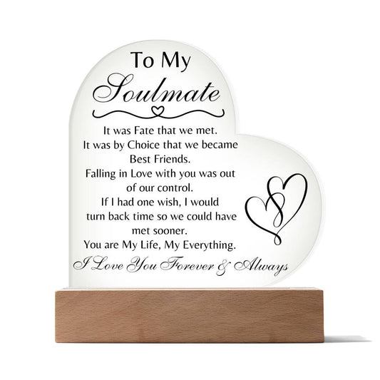 Lovely Soulmate plaque with optional led lighting