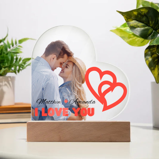 I love you heart plaque with customizable photo (background removed) and names + (optional)